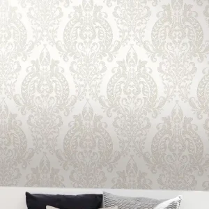 Zertifiziert Tapete Isabeau Creme - Barocke Ornamentik mit modernem Twist auf glatter Vliestapete