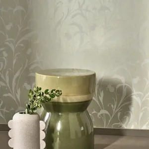 Bestpreis Tapete Ophelia Beige - Geschwungenes Rankenmotiv auf schimmernder Vliestapete