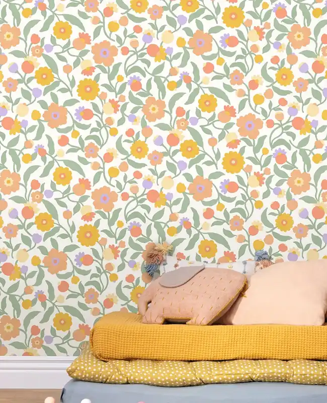 Wochenendangebot Tapete Capucina Grün - raumvergrößernde Blumenwelten für das Kinderzimmer
