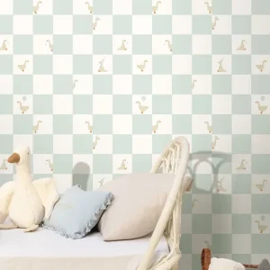 Bestpreis Tapete Alva Blau - skandinavische Gänsewelt fürs Kinderzimmer