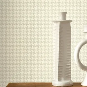 Markenware Tapete Edie Beige - Hahnentritt in ruhiger, warmer Interpretation