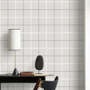 Tapete Millie Grau - textiles Karomuster trifft moderne Vliestapete Letzte Chance