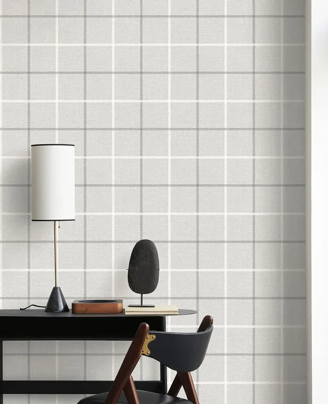 Tapete Millie Grau - textiles Karomuster trifft moderne Vliestapete Letzte Chance