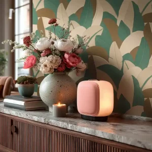 Versand Am Gleichen Tag Tapete Leafline Beige - Stilisierte Palmenblätter im Großformat auf strukturierter Oberfläche