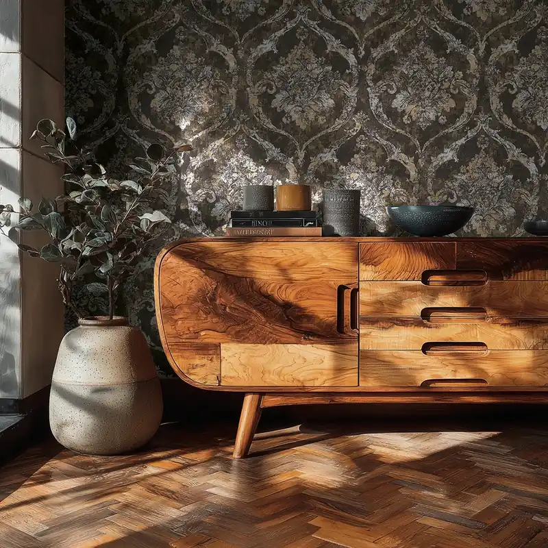 Finale Aktion Tapete Palazzo Anthrazit - Opulentes Barockornament mit Leuchteffekten in Metallics