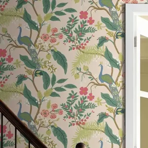 Versand Am Gleichen Tag Tapete Lennox Rosa - Matte Vliestapete in Puder mit opulentem, floralen Muster und Bronze-Elementen