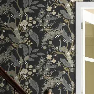 Top-Seller Tapete Lennox Grau - Opulentes Muster mit Metallics auf dunkler Vliestapete