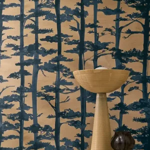 Tapete Bosco Blau Gold Aktuell