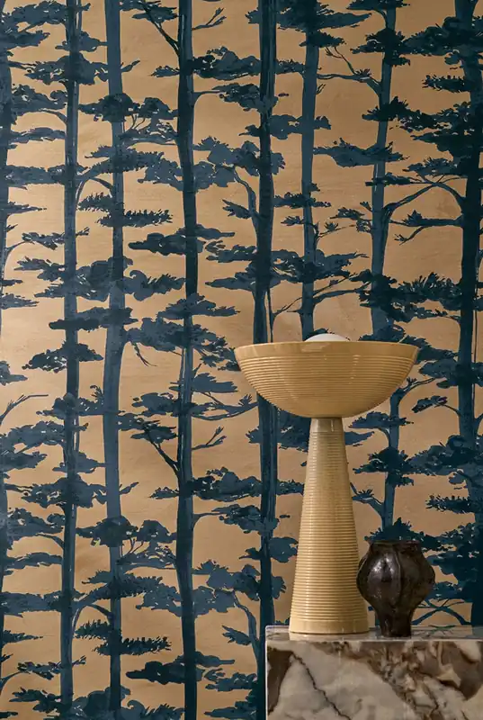 Tapete Bosco Blau Gold Aktuell