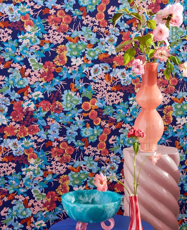 Tapete Flowery Blau Solange Der Vorrat Reicht