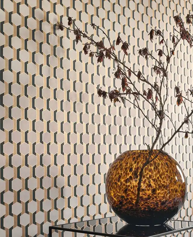 Neuheit Tapete Hexagon Gold