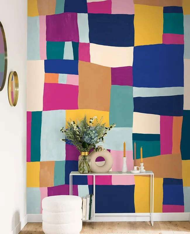 Top-Seller Wandbild Patchwork Violett