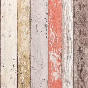 Zertifiziert Tapete Old Planks Blassrot