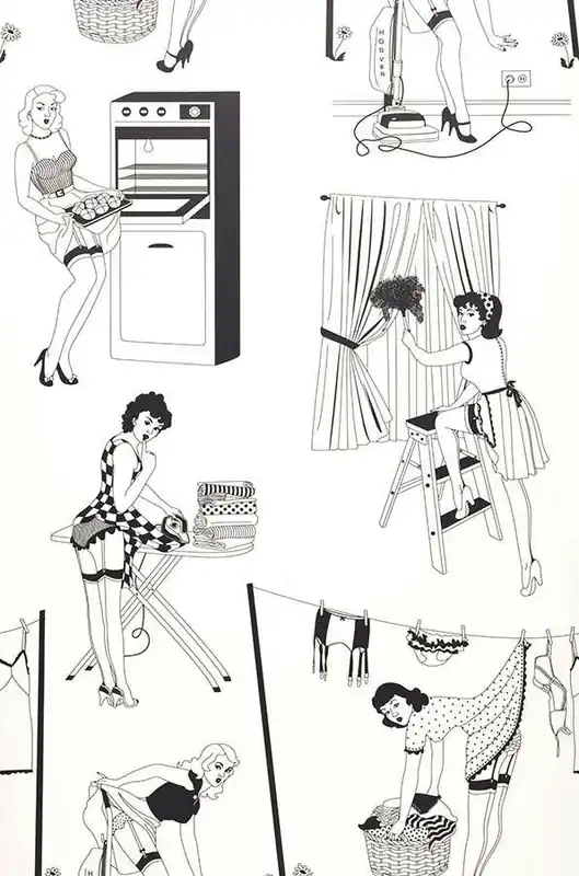 Sichere Zahlung Tapete 50‘s Housewives Schwarz