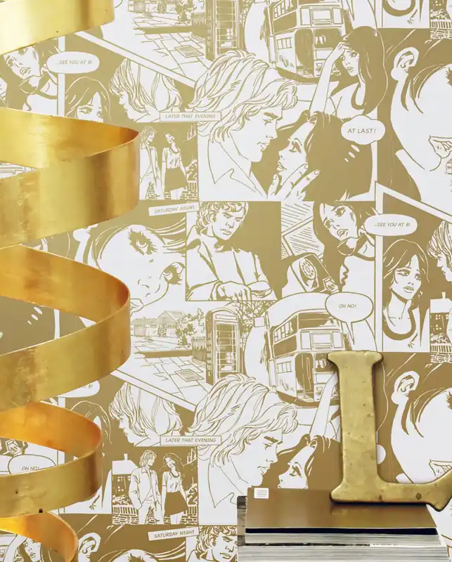 Tapete Comic Love Perlgold Preisreduziert