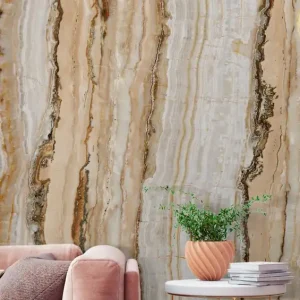 Rabatt Wandbild Vertical Marble Ocker