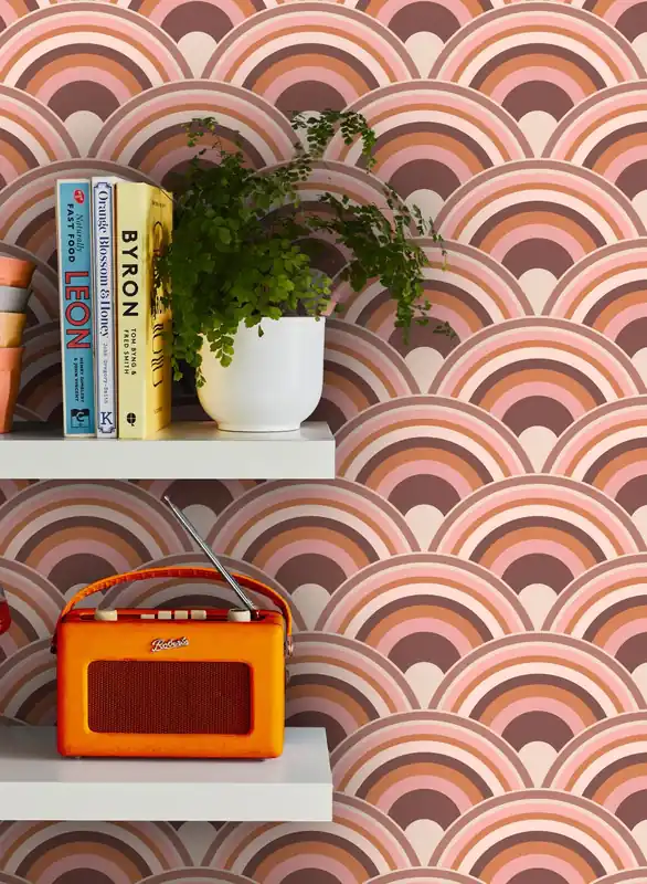 Geprüft Tapete Retro Rainbow Braunorange