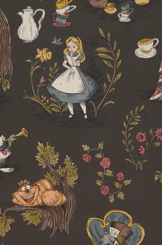 Finale Aktion Tapete Alice in Wonderland Graubraun