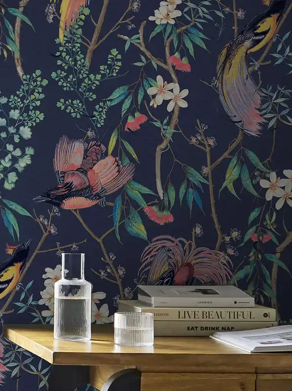 Tapete Motley Birds Stahlblau Bestseller