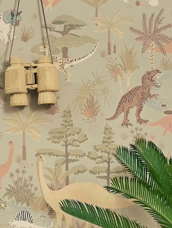 Echt Tapete Dinosaur Vibes Hellolivgrau