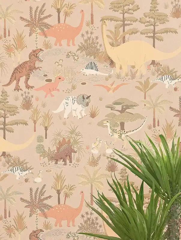 Tapete Dinosaur Vibes Hellgraubeige Saisonangebot