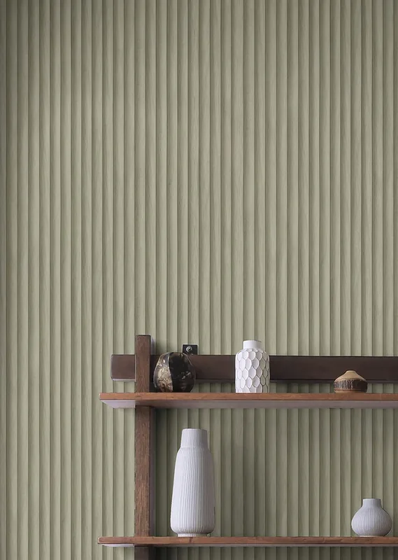 Schneller Versand Tapete Teak Slats Grüntöne