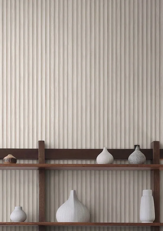 Markenware Tapete Teak Slats Cremeweiss