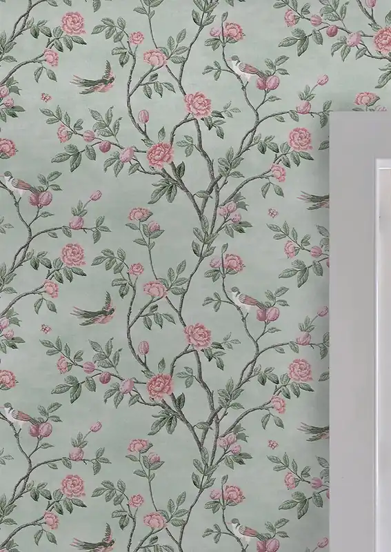 Echt Tapete Birds in Bloom Hellgrüngrau