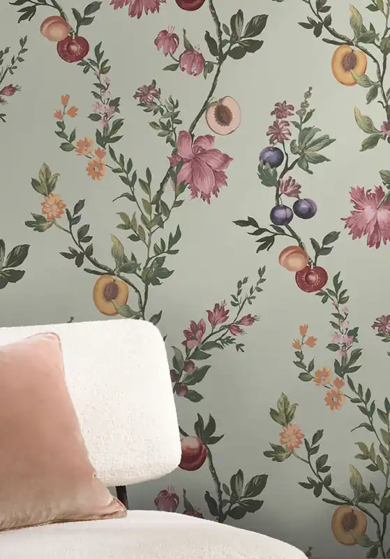 Direktkauf Tapete Peaches in Paradise Hellgraugrün