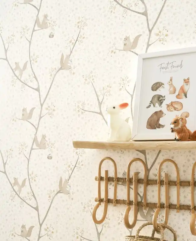 Nur Heute Tapete Hörnchen Beige