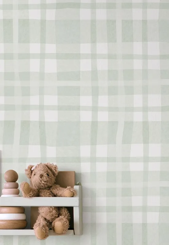 Tapete Pastel Plaid Blassolivgrün Garantierte Lieferung
