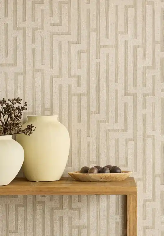 Versand Am Gleichen Tag Tapete Woven Line Labyrinth Hellgraubeige