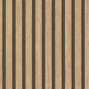 Vliestapete Holzoptik Akustikpaneele Beige Braun – 3D Lamellen-Look Preis Gesenkt