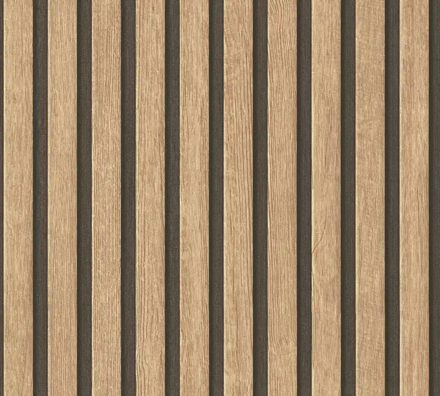 Vliestapete Holzoptik Akustikpaneele Beige Braun – 3D Lamellen-Look Preis Gesenkt