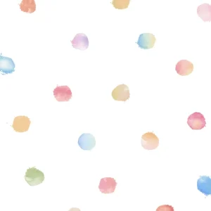 Billig Vliestapete Punkte Bunt Weiß – Aquarell-Optik für Kinderzimmer