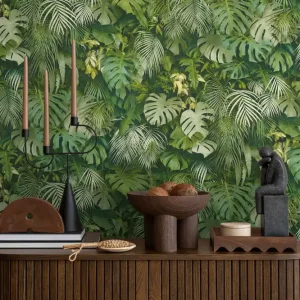 Aktuell Dschungel-Tapete Grün – Monstera & Palmenblätter Struktur