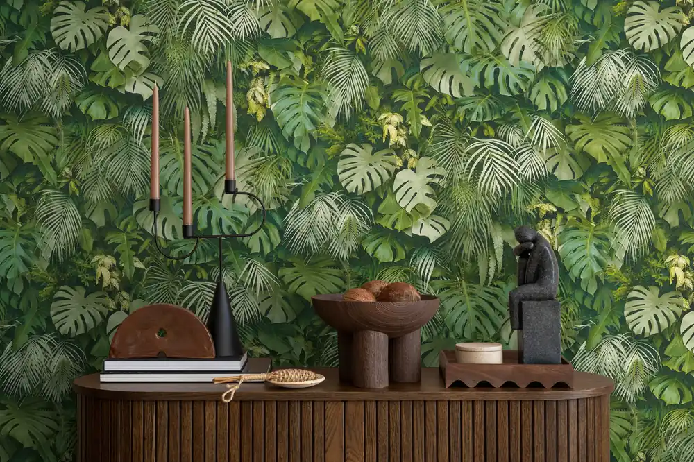 Aktuell Dschungel-Tapete Grün – Monstera & Palmenblätter Struktur