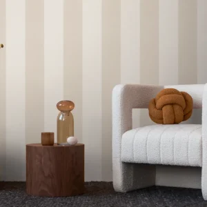 Schneller Versand Blockstreifen Tapete Beige Braun – Zeitlose Streifenoptik (Hochwertiges Vlies)