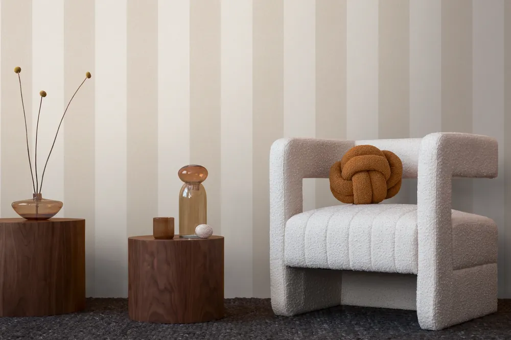 Schneller Versand Blockstreifen Tapete Beige Braun – Zeitlose Streifenoptik (Hochwertiges Vlies)
