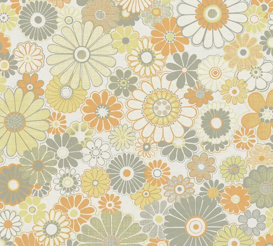 Abverkauf A.S. Création Retro Chic, Florale Tapete, orange, grün 395353