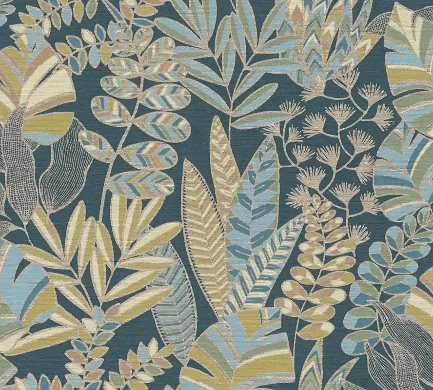 A.S. Création Antigua, Florale Tapete, blau, gold 390955 Solange Der Vorrat Reicht