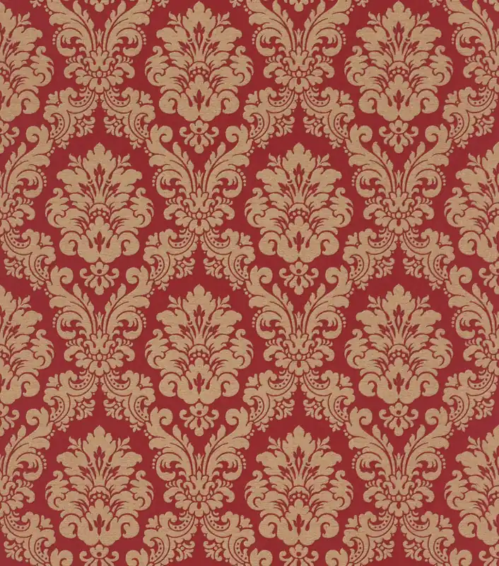 Barock-Ornament Tapete Kaminrot & Taupe – Seidige Textil-Optik (Vlies) Neu