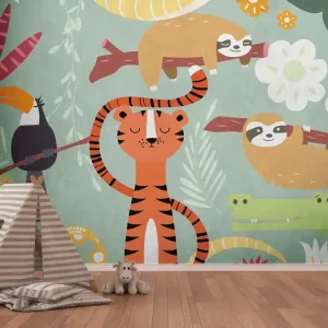 Wochenendangebot Livingwalls The Wall, Tapete mit Tieren, bunt, orange 383031