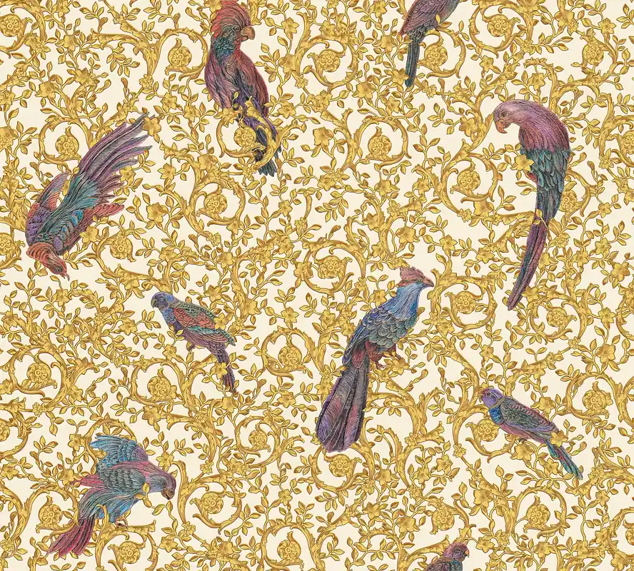 Versace wallpaper Versace 4, Vogeltapete, gold, lila 370532 Letzte Chance