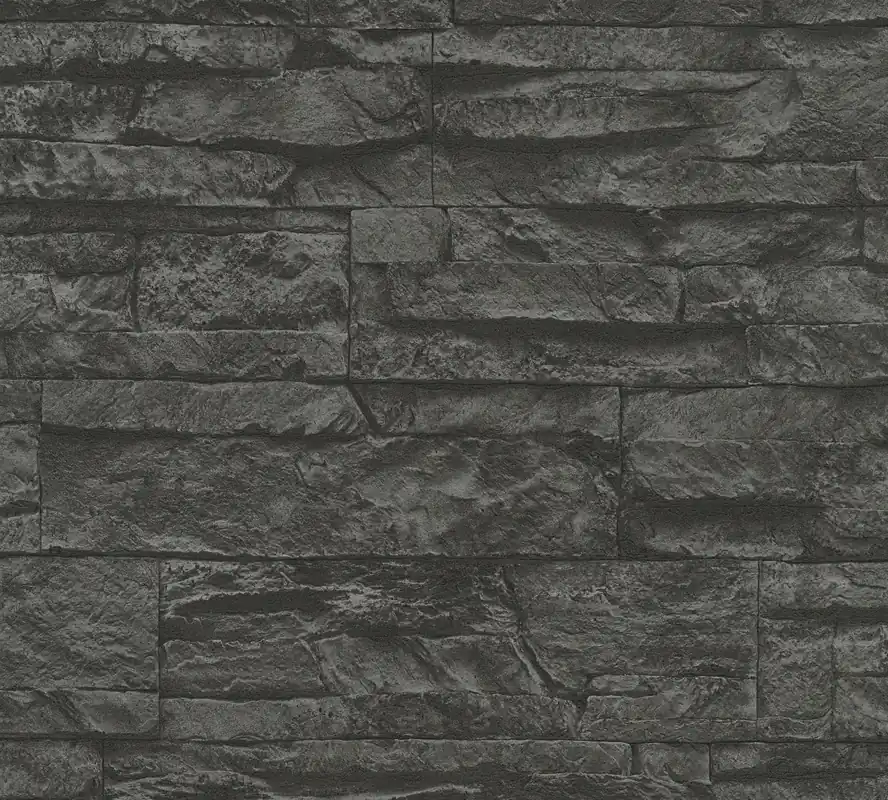 A.S. Création Best of Wood`n Stone 2nd Edition, Steintapete, schwarz, grau 707123 Sonderangebot