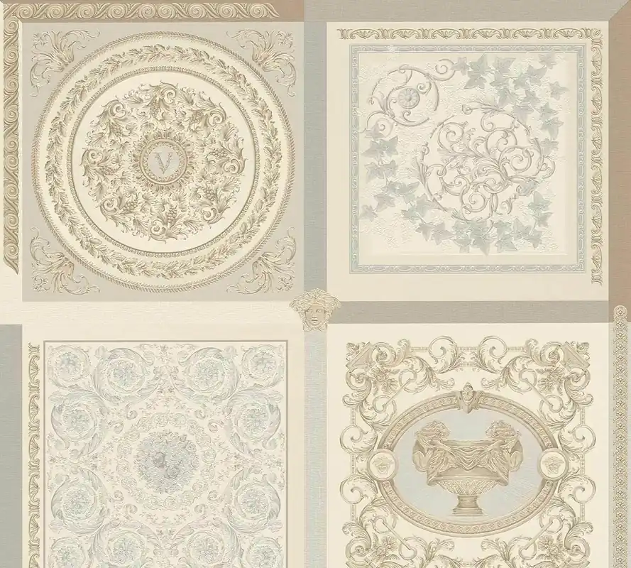 A.S. Création Versace 5, Barock Tapete, grau, beige 387042 Geprüft