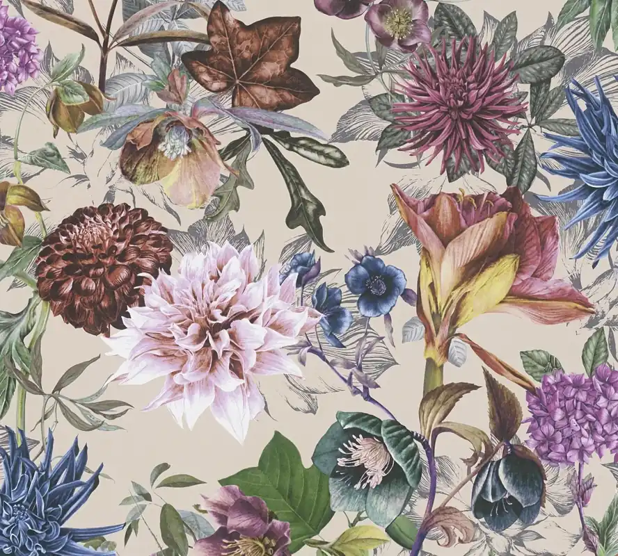 Abverkauf A.S. Création Dream Flowery, Florale Tapete, bunt, beige 381755