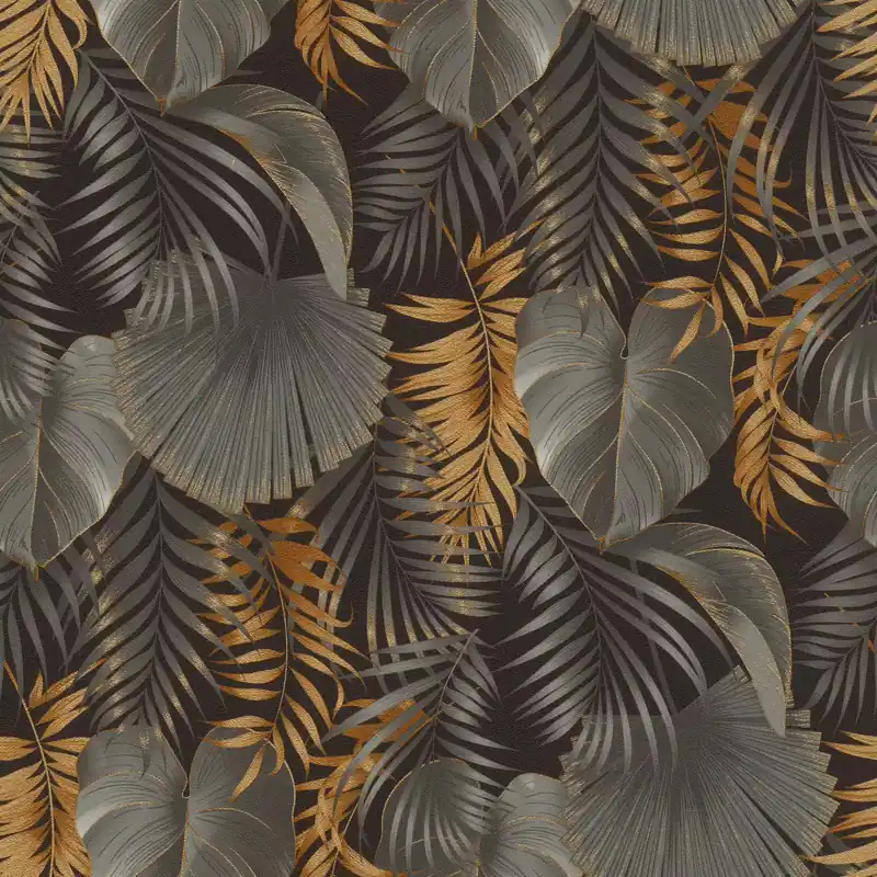 Blätter Vliestapete in Schwarz-Tiefschwarz Selection Vinyl/Vlies 462043 Top-Preis