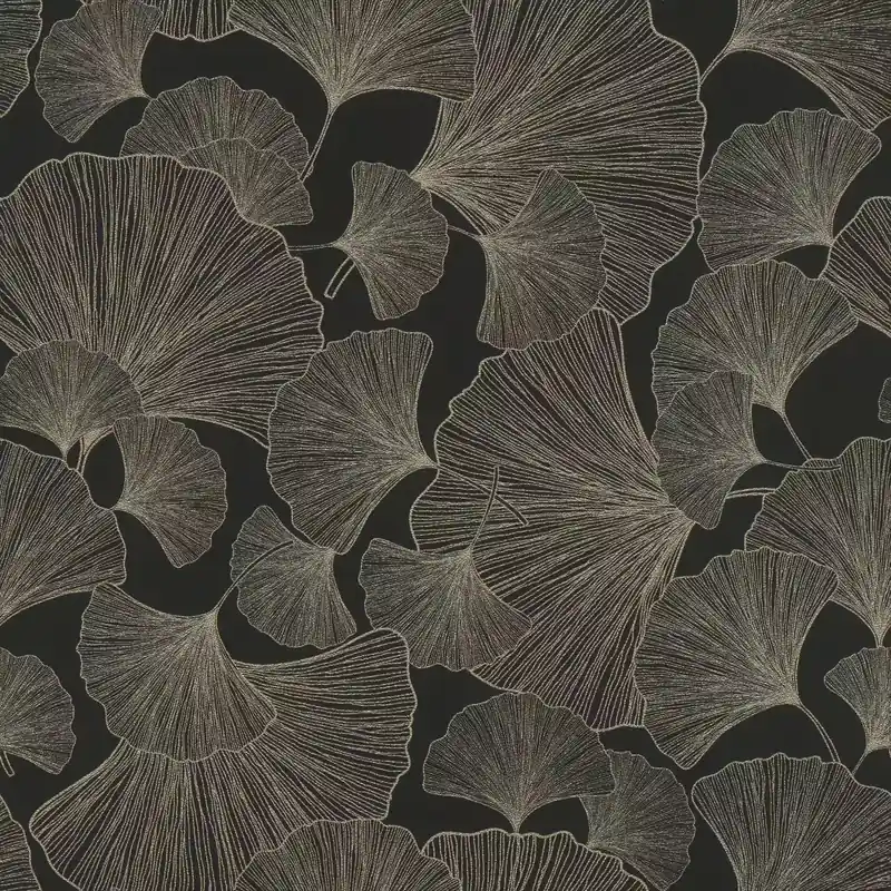 Ginkgo Vliestapete in Schwarz-Tiefschwarz Selection Vinyl/Vlies 462234 Günstig