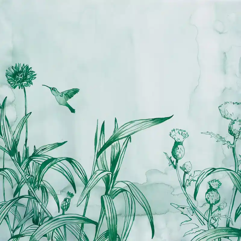 Nur Für Kurze Zeit Fototapete Blumenwiese in Grün - Young Artists 100471